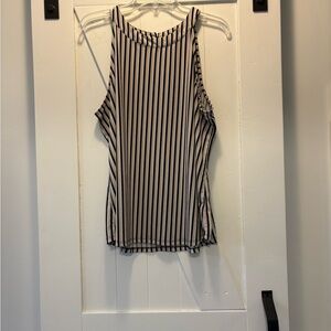 Black White and Tan Sleeveless Top